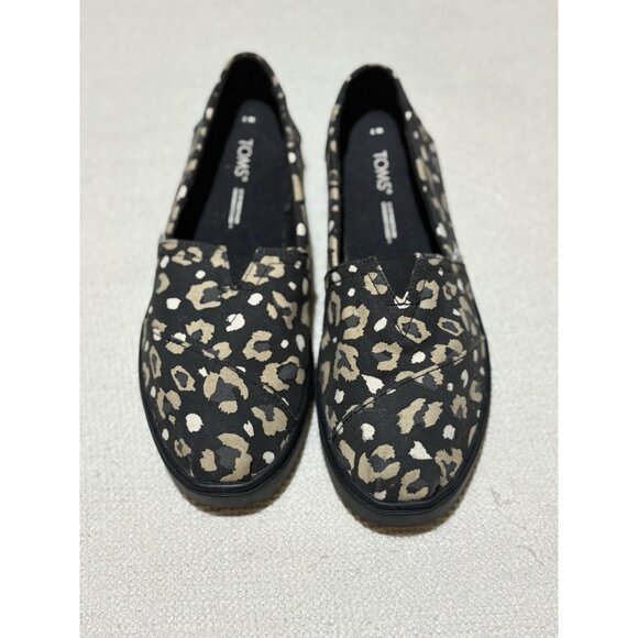 Toms Shoes - EUC TOMS Alpargata Cupsole Black Abstract Leopard Slip On Womens SZ 7